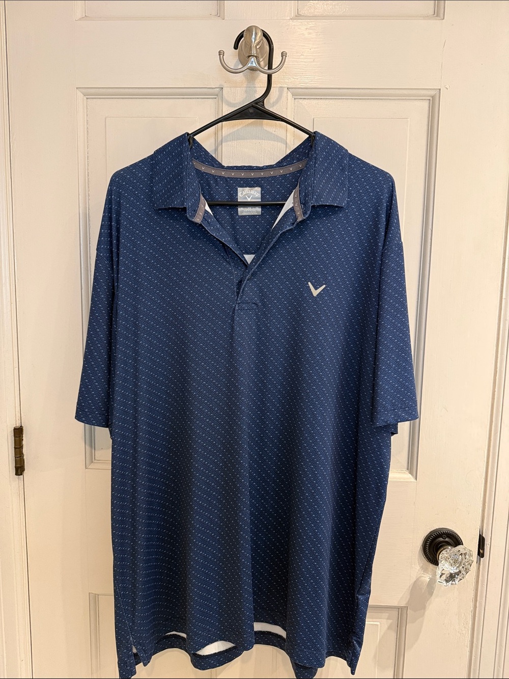 Callaway Navy Micro-Pattern Polo Golf Shirt